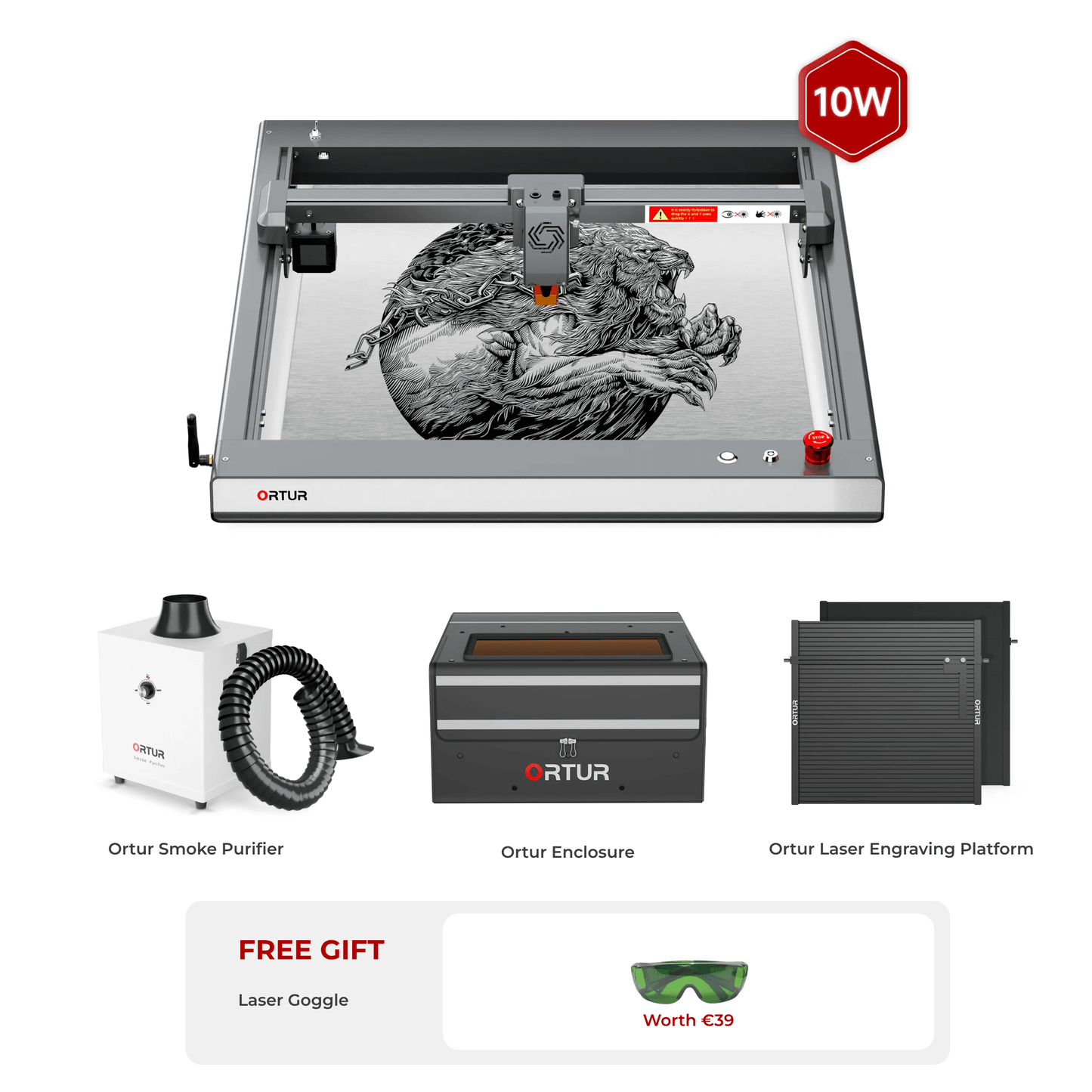 Ortur Laser Master 3 (LM3) Laser Engraving & Cutting Machine 10W OLM3 CleanAir Bundle